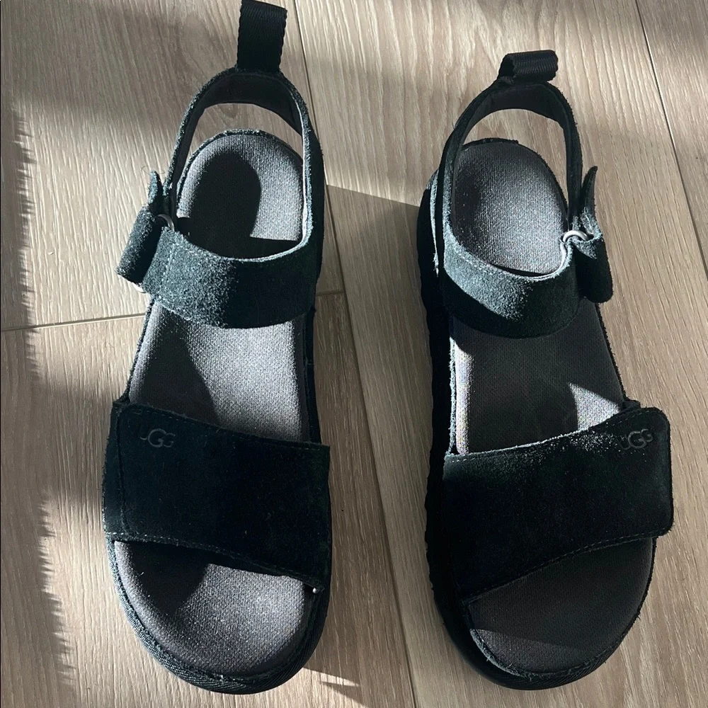 UGG Goldenstar Black Women's Sandals - Picture 1 of 4